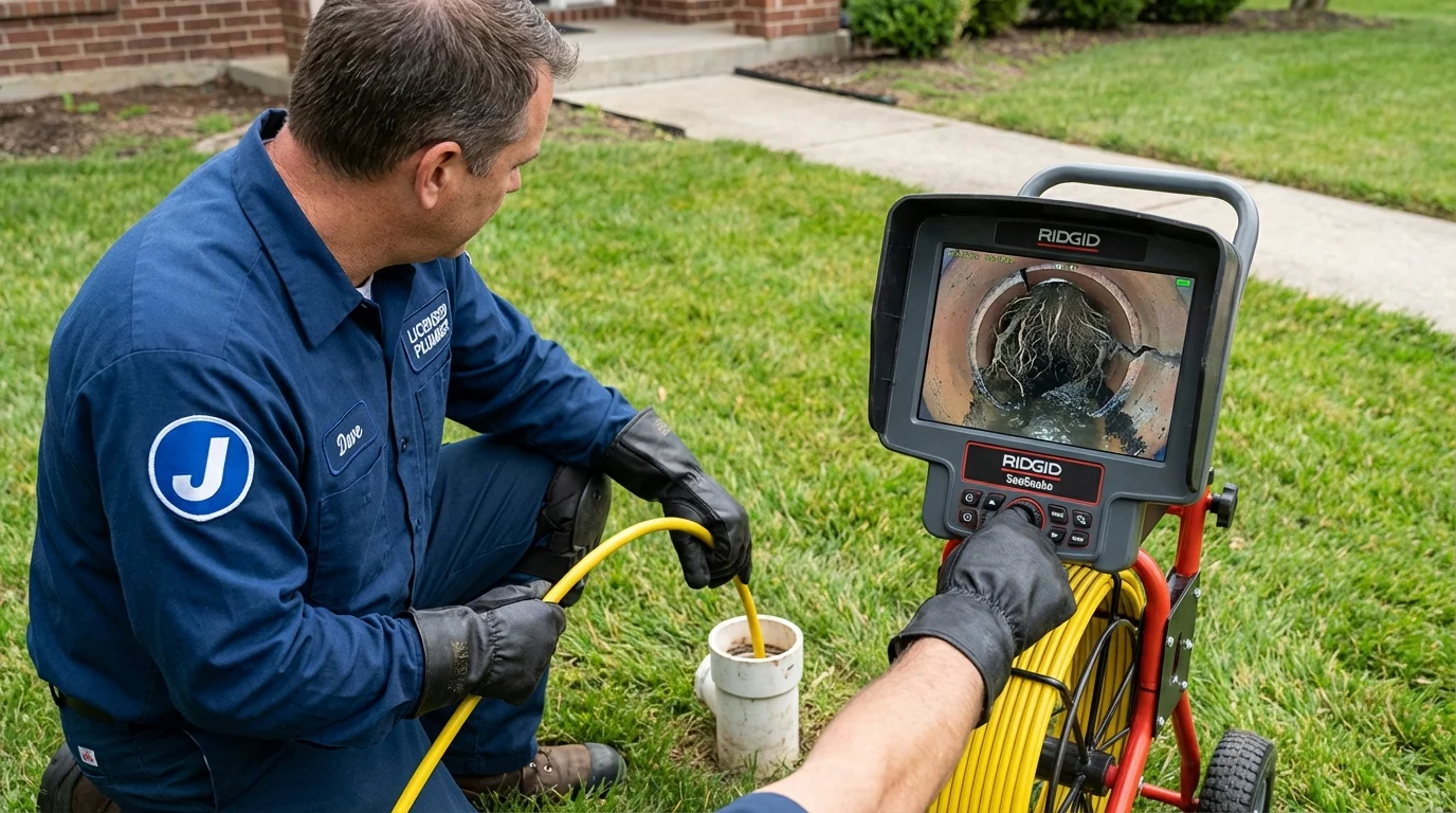 Sewer camera inspection being performed by Johns Plumbing LLC in Centreville